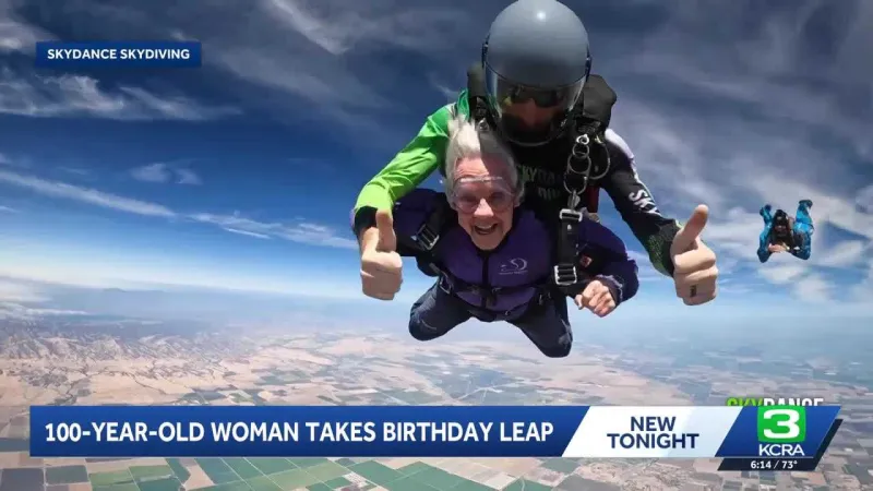 Une centenaire saute en parachute et défie l'âge