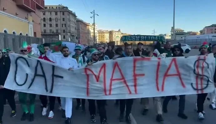 Algerian fans protest CAF with 'mafia' banner