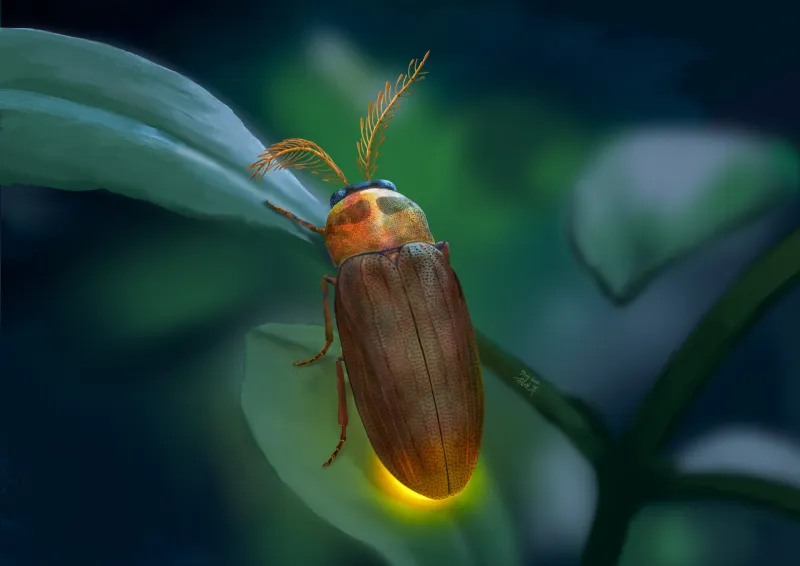 Ambre fossile révèle un parent de luciole aux antennes uniques