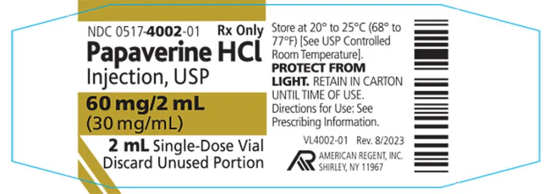 American Regent, Inc. Issues Voluntary Nationwide Recall of One Lot of Papaverine Hydrochloride Injection, USP 60 mg/ 2 