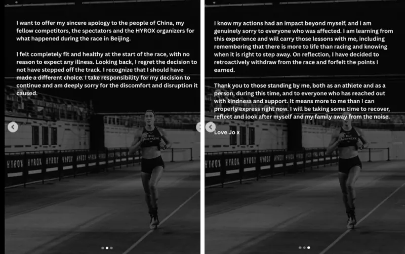 Australian Hyrox athlete forfeits Beijing win after soiling incident