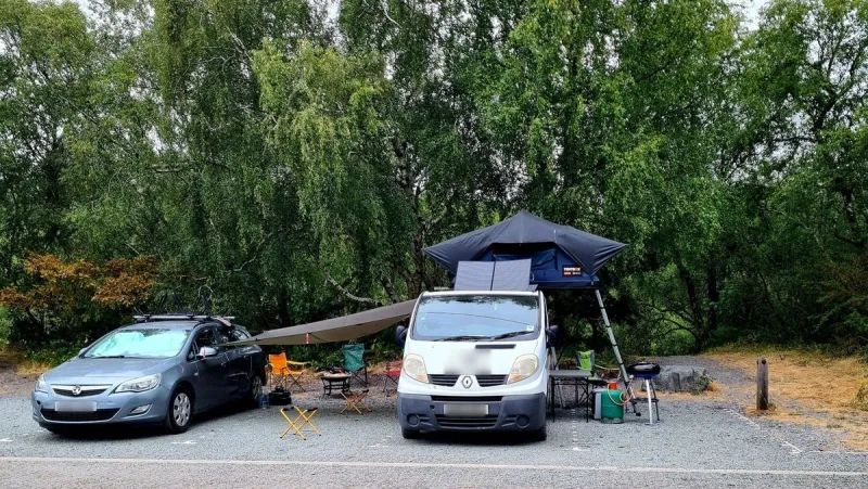 Campervan hogs four spaces at North Wales lake, overnight parking banned