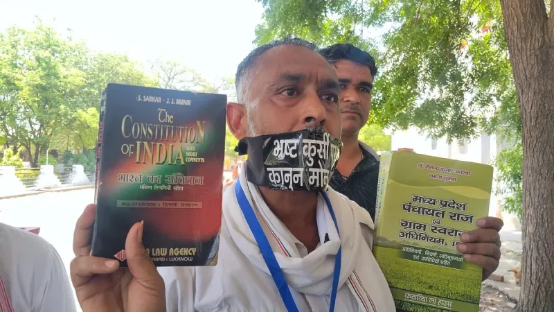 Congress Leader's Blindfolded Protest in Neemuch
