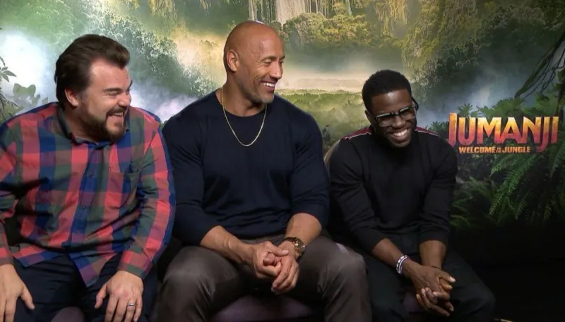 Dwayne Johnson, Kevin Hart, Jack Black à l'avant-première de Jumanji en 2017