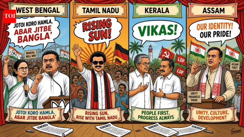 Election Slogans in Bengal, Tamil Nadu, Kerala, Assam