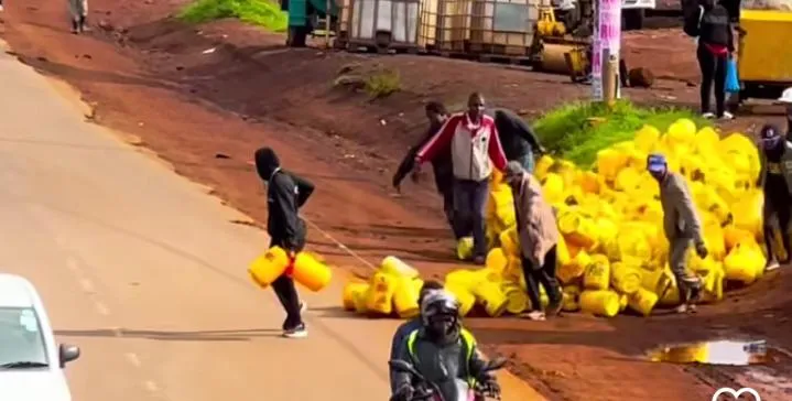 Eric Omondi protests fuel prices with empty jerricans