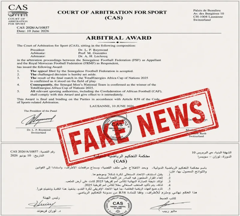 False CAS Ruling on Senegal CAN 2025 Debunked