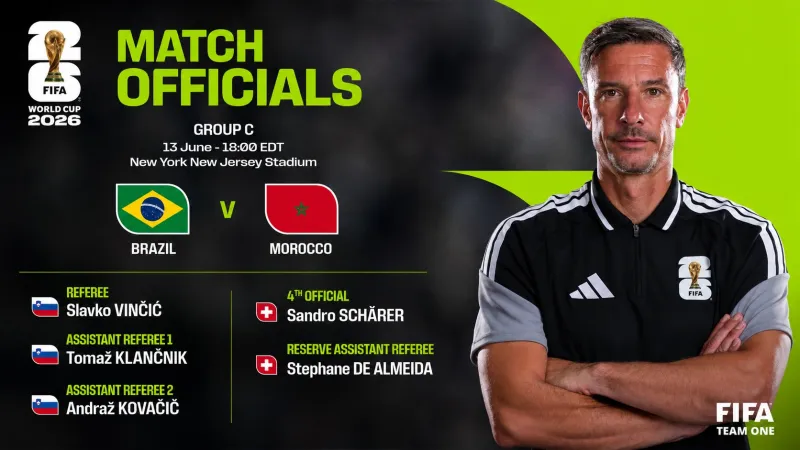 FIFA Appoints Slovenian Referee Trio for Brazil vs Morocco