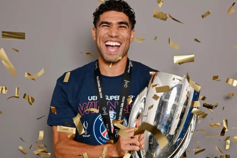 Hakimi Wins UEFA Super Cup with PSG, Becomes African Record Holder