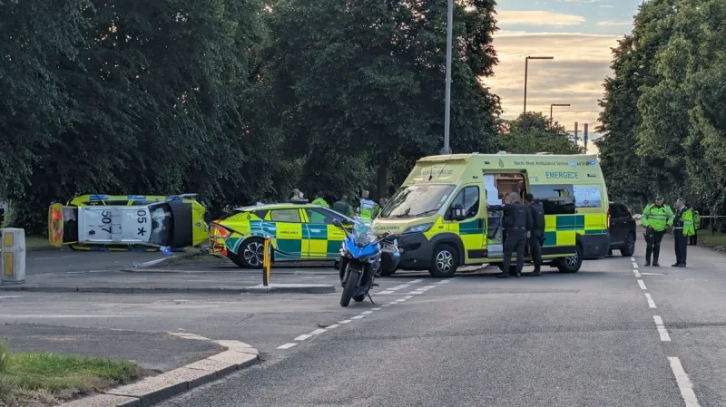 Liverpool Police Car Overturns in Crash on Mather Avenue