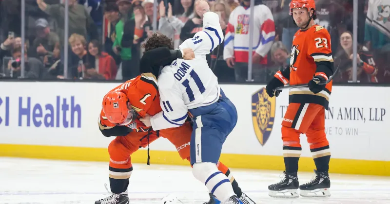 Max Domi fights Radko Gudas at opening face-off