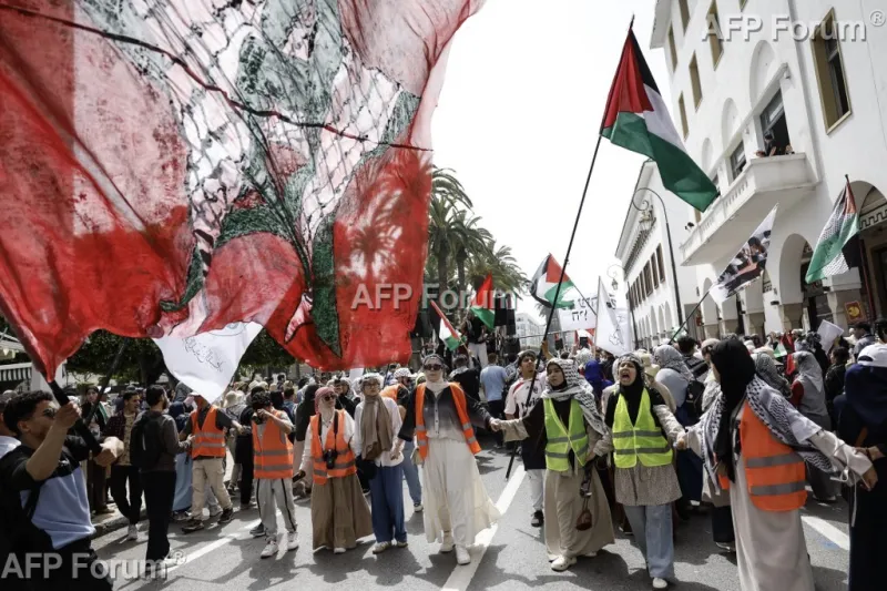 Moroccans rally in Rabat supporting Palestinians, opposing Israeli law