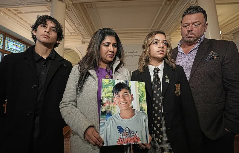 Near-miss at boy's memorial sparks road safety demands