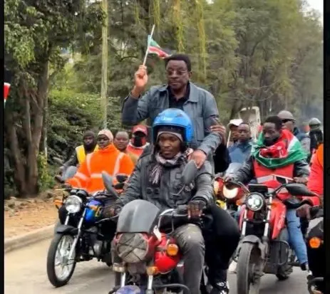 Orengo joins Nairobi protest on motorbike