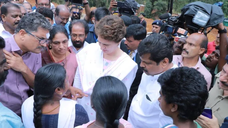 Priyanka Gandhi visits Kalladi debris slip site