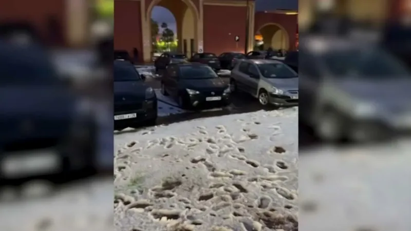 Rare Hailstorm Blankets Marrakech in White