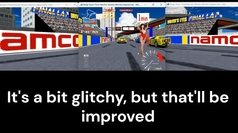 Rare Three-Screen Ridge Racer Arcade Machine Emulated