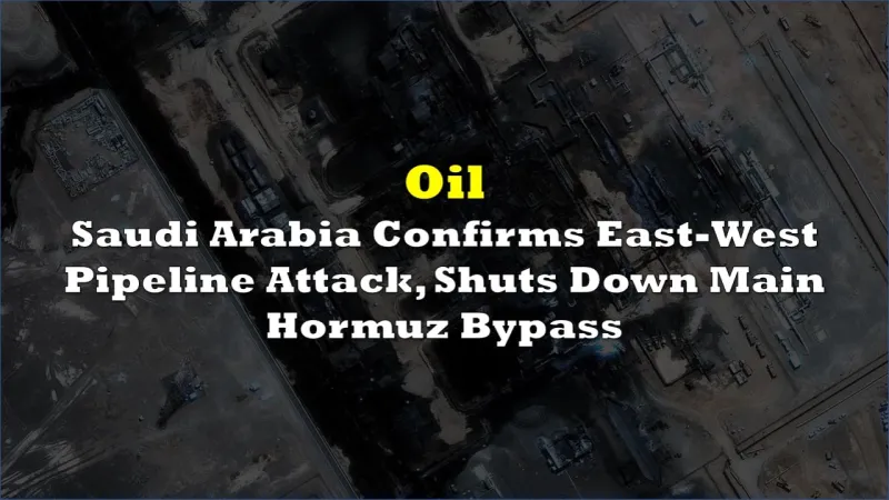 Saudi Arabia Confirms East-West Pipeline Attack, Shuts Down Main Hormuz Bypass