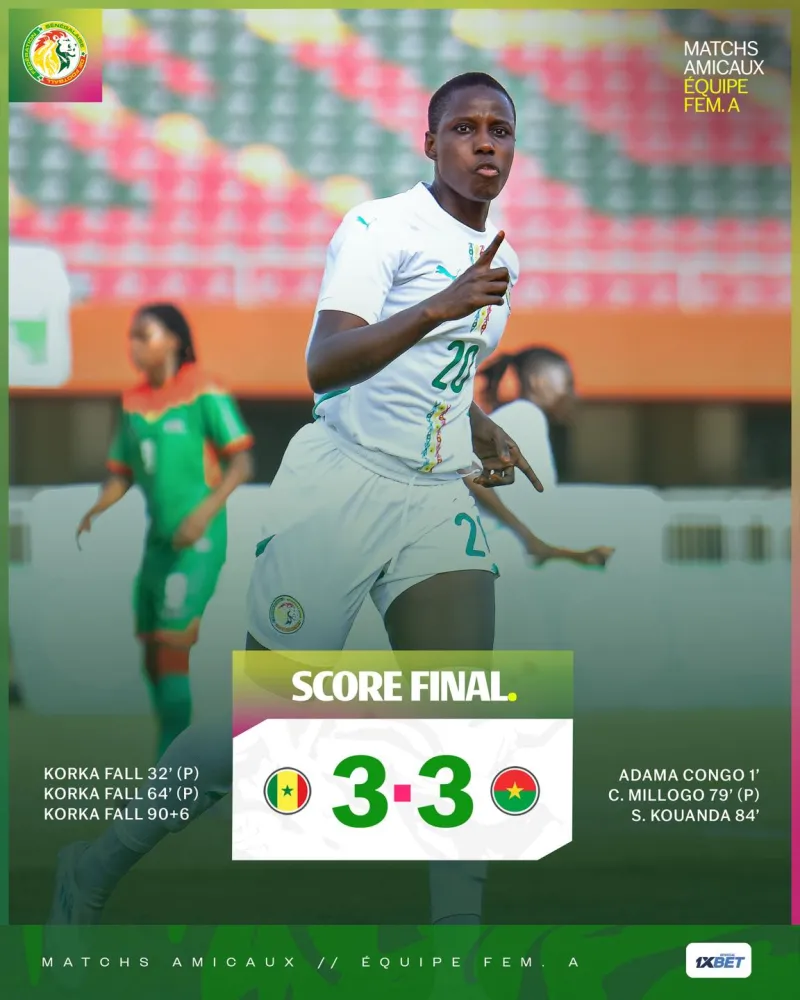 Senegal, Burkina Faso draw 3-3 in women's football friendly
