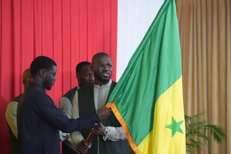 Senegal President Hands Flag to National Football Team