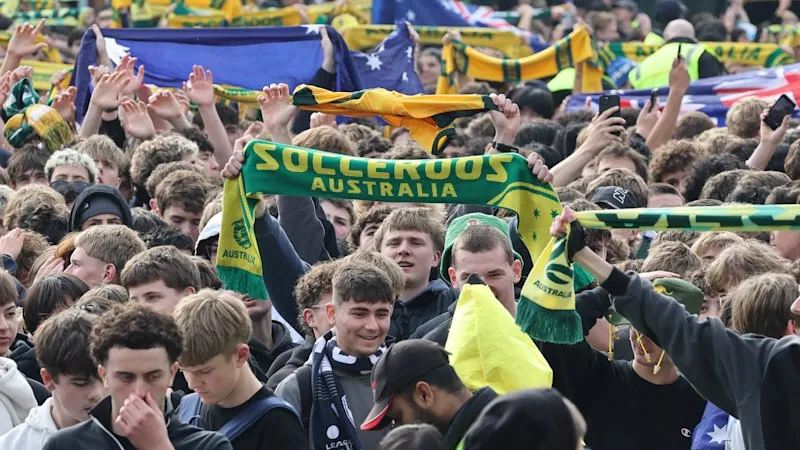 Socceroos fans pack Federation Square for World Cup match