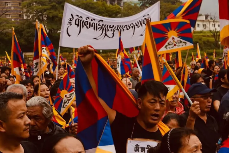 Tibetans protest in Dharamshala against China's ethnic law