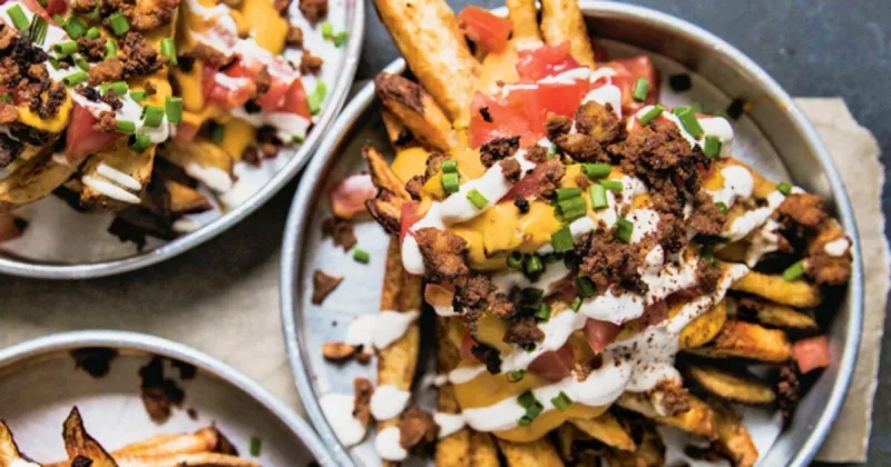 Vegan Nacho Fries Recipe with Tofu Bacon