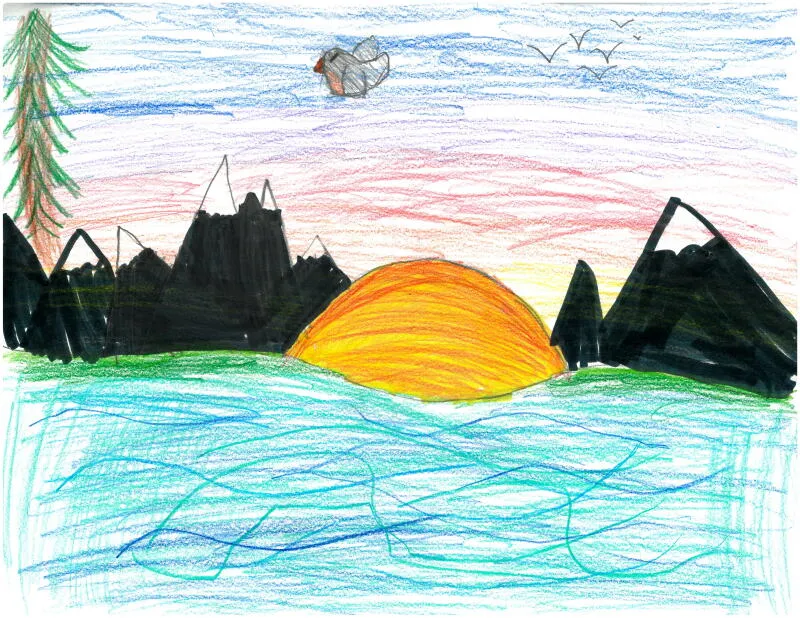 Dessin météo : Lever de soleil serein