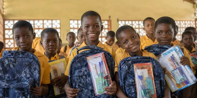 La YMCA offre des sacs à dos en plastique recyclé à des élèves ghanéens
